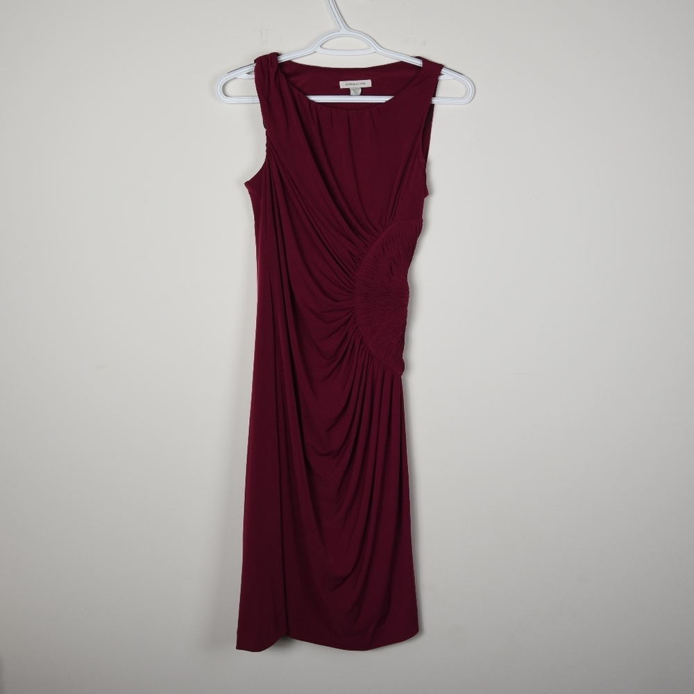 Boston Proper Burgundy Wine Sunburst Dress 6